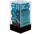 Translucent Set of 12 D6 Dice (Teal/White)